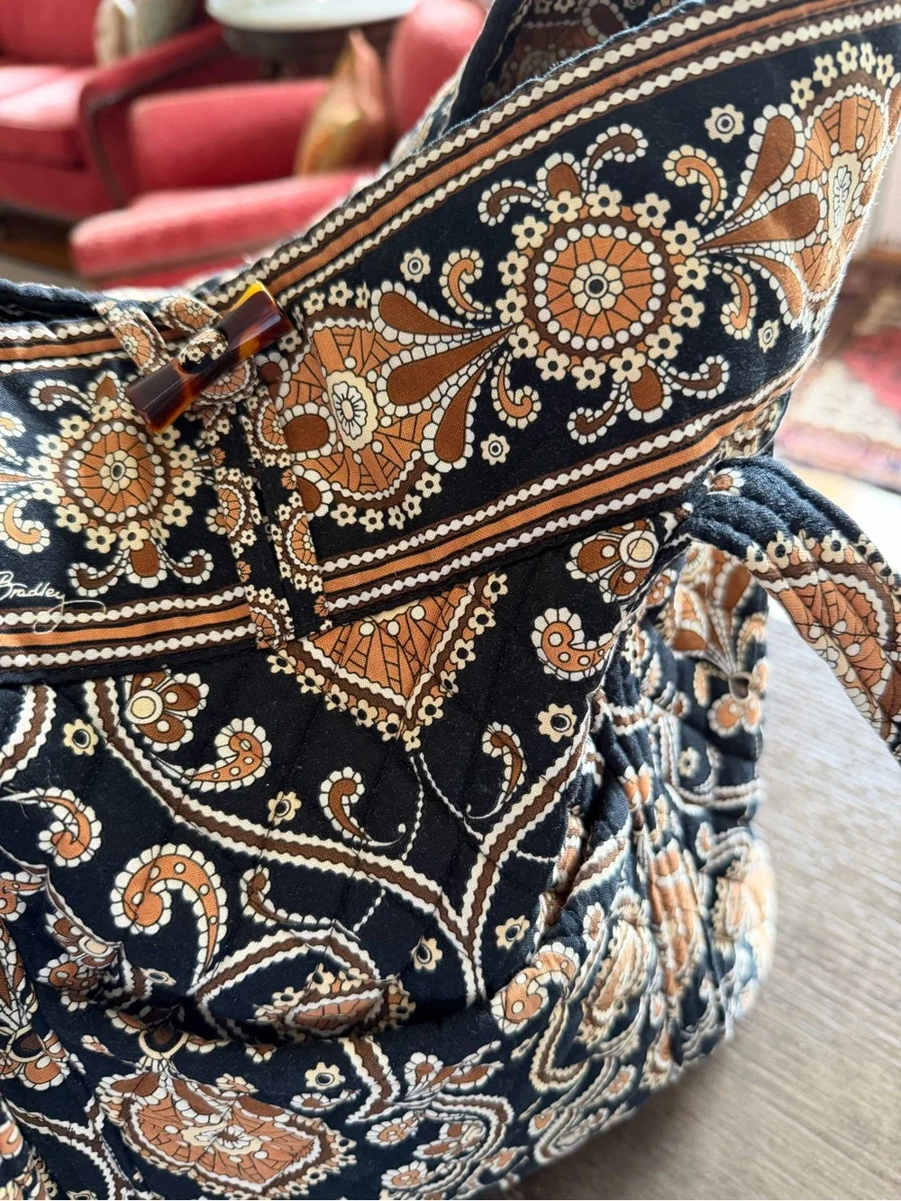 Vera Bradley Quilted Tote Bag in Cafe Latte pattern